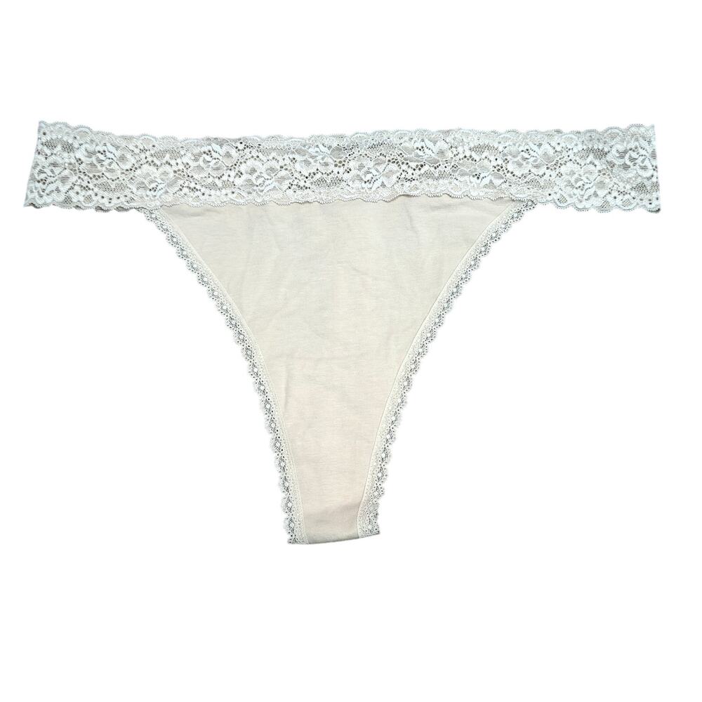 Maurices Simply Comfy Neutral Cream Lace Waistband Thong Plus Size 3X